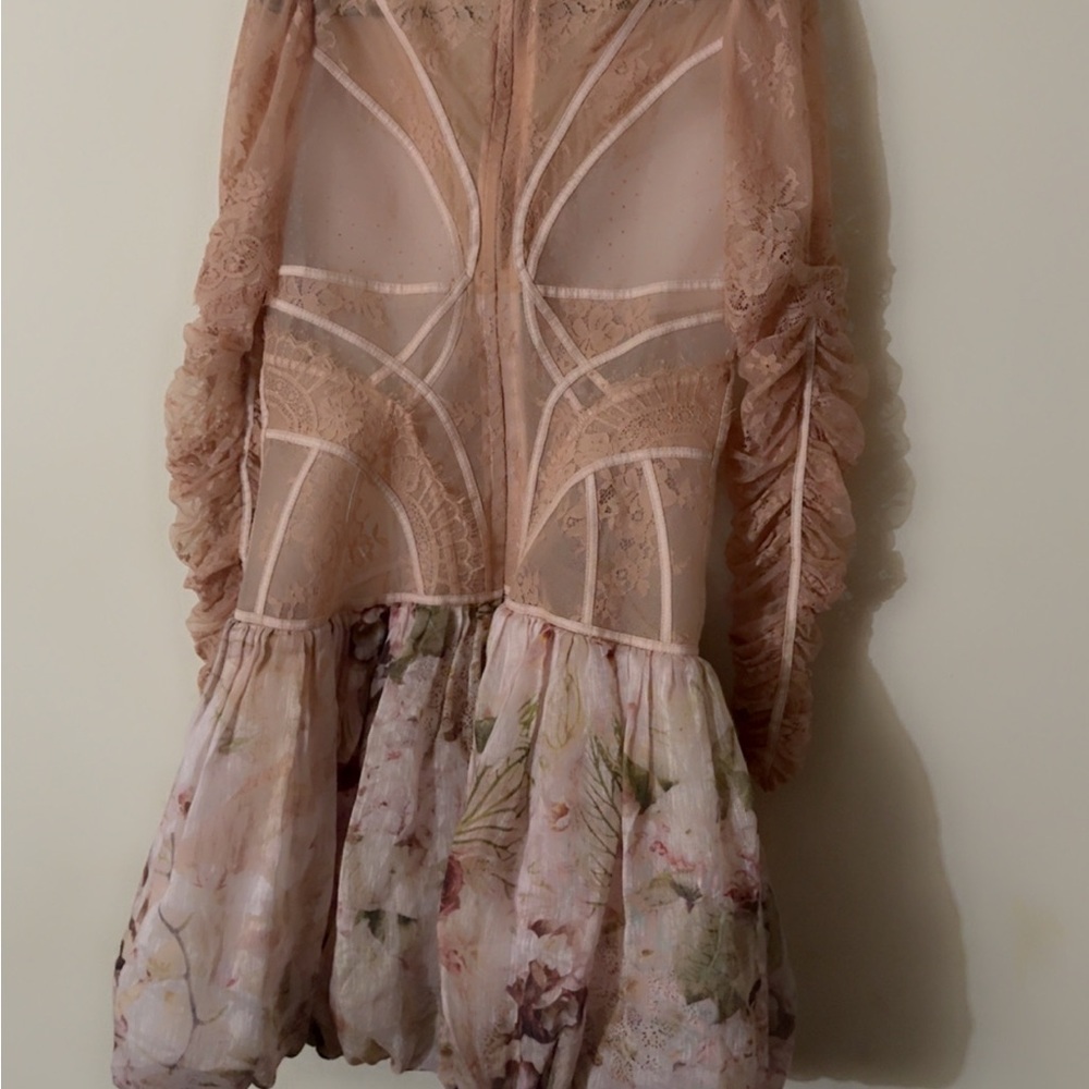 Zimmermann Blush and Cream Long Sleeve Dress